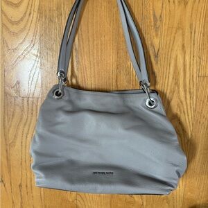 Michael Kors Light Gray Pebbled Leather Shoulder Bag